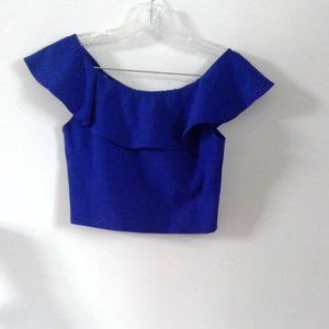 Blue off shoulder crop top